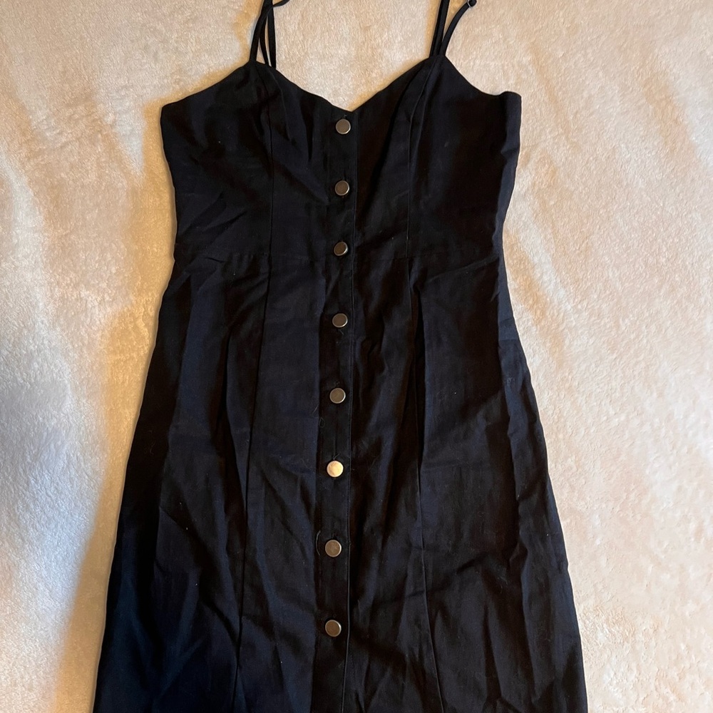 Sequin Hearts Black Mini Dress with Button Detail
